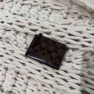 Coach Brown and Black Signature Card Holder